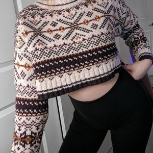 Fair Isle Knit Cropped Sweater